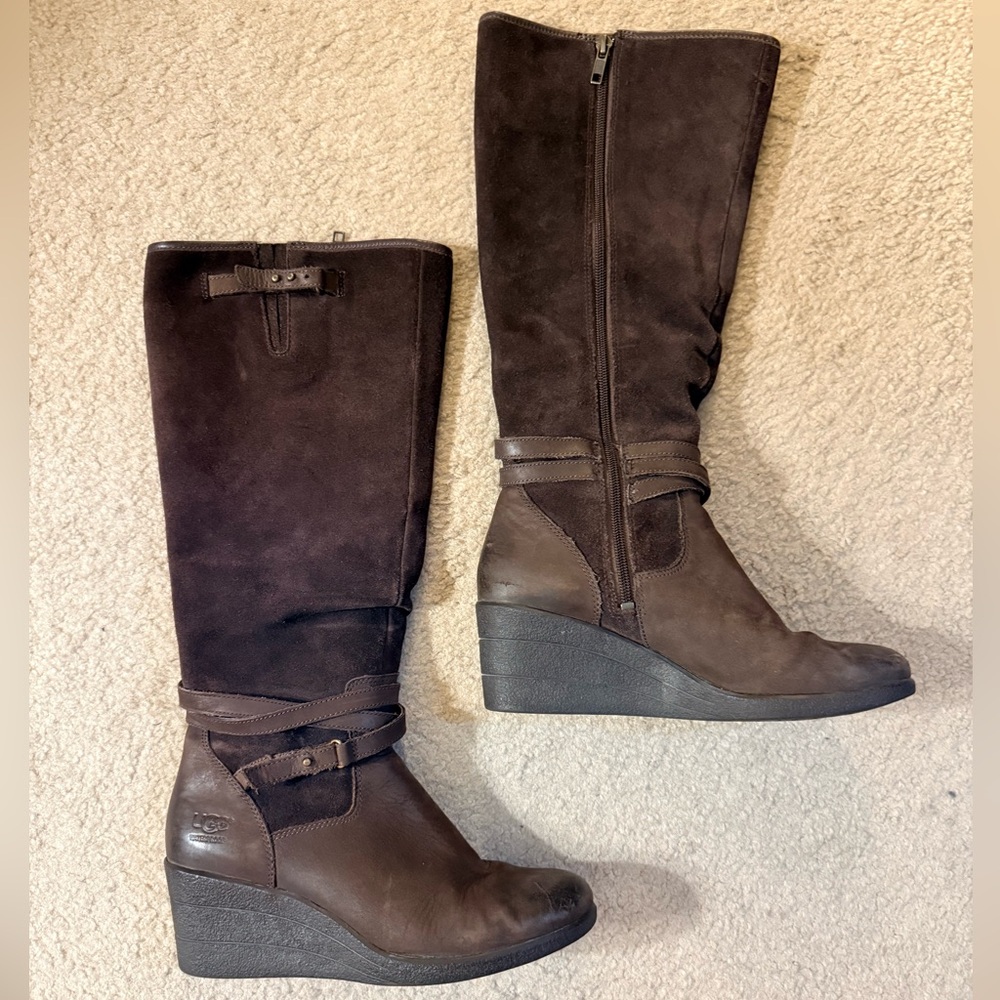 UGG brown suede wedge boots